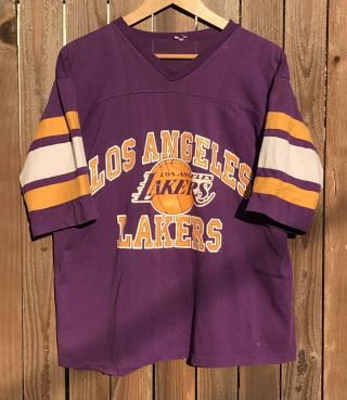 Vintage L.  A.  Lakers V - Neck Shirt - Size Medium