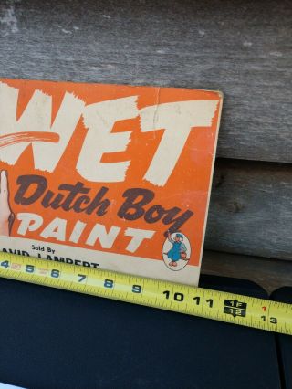 Vintage Dutch Boy Wet Paint Store Advertisement Sign circa 1940 ' s Colors 2