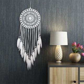 Home Dream Catcher With Feathers Car Wall Hanging Room Decor Ornament White Us