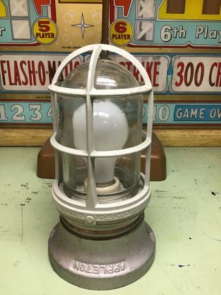 Vintage Appleton Form 100 Explosion Proof Light Fixture Set W/ Cage & Glass Dome