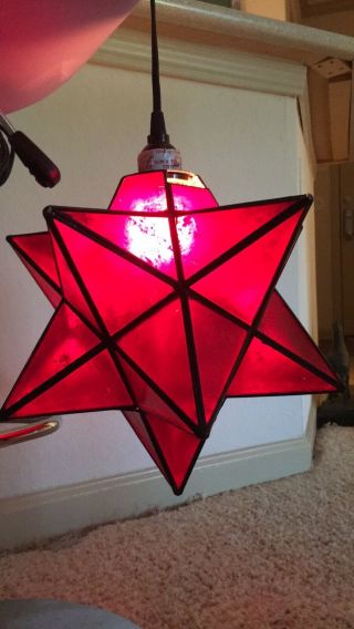 Vintage Mid Century Red Star Hanging Swag Lamp