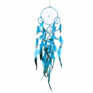 Large Dream Catcher Blue Wall Hanging Decoration Ornament Handmade Feathers 2