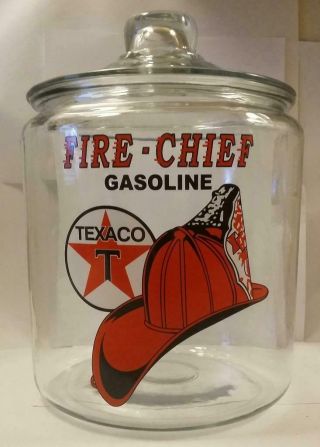 A Very Hard To Find Texaco Fire Chief Glass Counter Jar