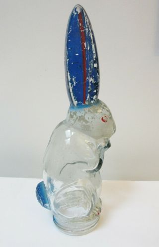Antique Glass Candy Container Rare 11 " Rabbit Blue Paint