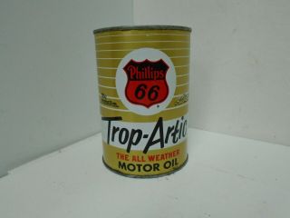 Phillips 66 Trop Arctic Motor Oil Full Quart Metal Oil Can