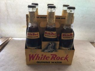 1950’s White Rock Quinine Water Vintage 6 Pack Carrier With 6 Full Bottles