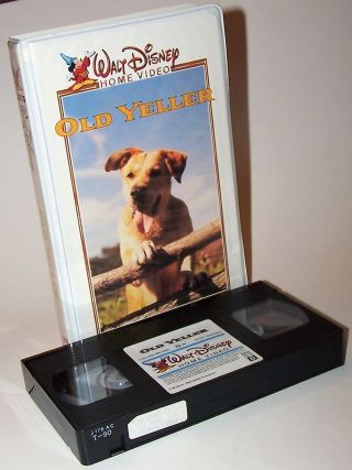 Vintage Walt Disney Home Video Old Yeller Vhs Video Cassette In Clamshell