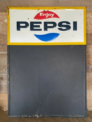 Vintage 1967 Enjoy Pepsi Chalkboard Metal Sign