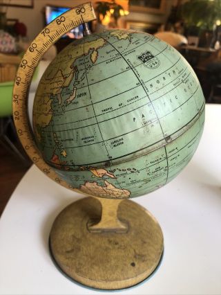 Vintage Metal Tin J.  Chien & Co World Globe Small Pre 1935 Persia