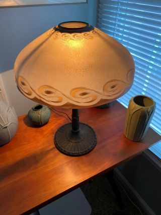 Pittsburgh Reverse Painted Lamp Bradley Hubbard Handel Pairpoint Era 3