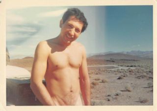 Handsome Naked Man Camping In Desert Shirtless No Pants Vtg Found Photo 431