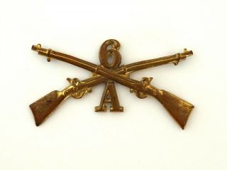 Spanish American War Us Army 6th Infantry A Regiment Screw Back Insignia Pin