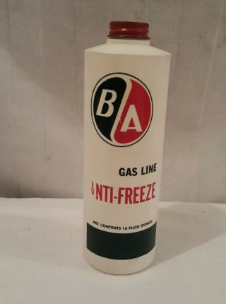 B/a British American Oil Co.  16 Oz.  Gas Line Anti - Freeze Bottle Canada 1960’s