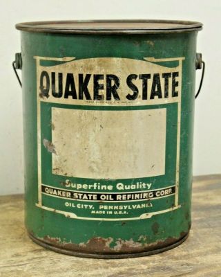 Vintage Quaker State 5 Gallon Motor Oil Can Bucket