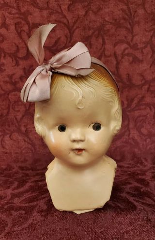 Vintage/antique Composition Doll Shoulder Head Brown Painted Eyes Unmarked