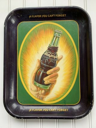 Nugrape Soda Tray Tin Litho.  Advertising Tindeco Hand & Bottle 1930 