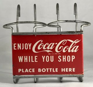 Vtg Coca Cola Shopping Cart Bottle Holder Rare Old Advertising Soda Sign 1950s