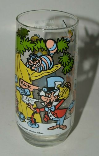 Vintage Alice In Wonderland Cheshire Cat Disney Pepsi Collector Glass Rare 3