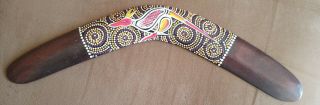 Wooden Boomerang Australian Aboriginal Hand Painted Kangaroo Australia Souvenir