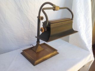 Vintage Rare Chapman Brass Bankers /desk Lamp With Hand