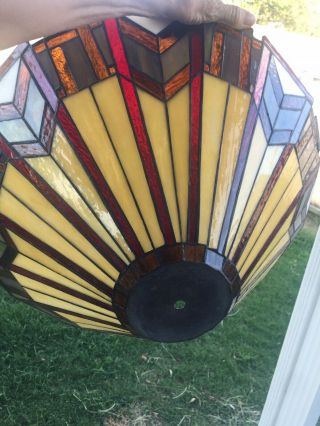 Art Deco Tiffany Style Stain Glass Lamp Shade 19”