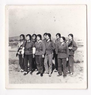 Cute Chinese Militia Girls Photo Ppsh - 41 China Cultural Revolution 1960s - 1970s