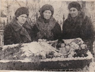 1950s Three Women Funeral Dead Corpse Post Mortem Coffin Cadaver Russian Photo