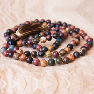 6mm African Turquoise 108 Beads Tassel Mala Necklace Yoga Gemstone Meditation