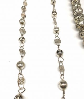 Vintage Guatemalan Wedding Necklace Chachal Alpaca Silver & Rose Bead Necklace