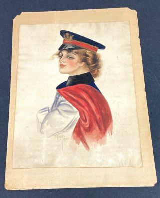1913 Us Army Female Nurse Watercolor Painting