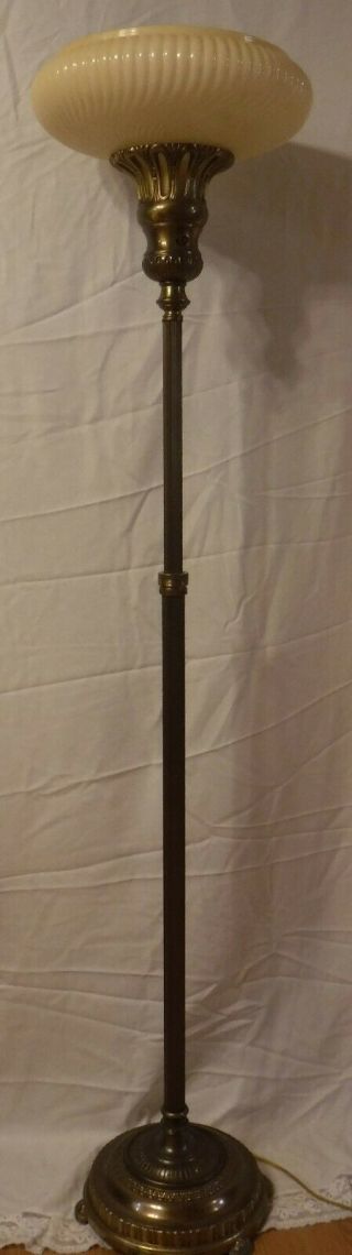 Vintage Torchiere Lamp Ornate Height Adjust Electric Floor Light Funeral Home