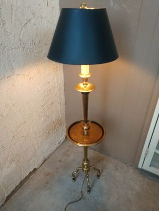 Vintage Chapman 1975 Brass Floor Lamp With Table • Adjustable Claw Foot Style