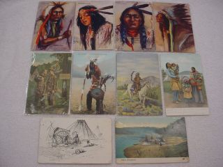 10 Vintage Indian Western Camp Post Cards Postcard Minnehaha Yellow Hawk Chief
