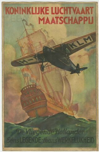 1928 Klm Flying Dutchman Fokker F - Viii Vintage Advertising Poster 11 X 17 Wijga