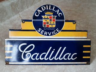 Vintage Cadillac Sales And Service Porcelain Sign