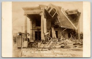 Juarez Mexican Revolutionary War Bldg W/columns Destroyed By Bombshell Rppc 1913