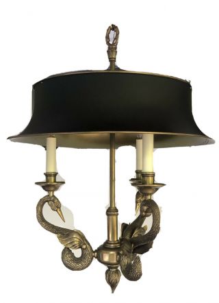 Chapman Vntg Brass Bouillotte Lamp Swan Figural Bird French Chandelier Fixture