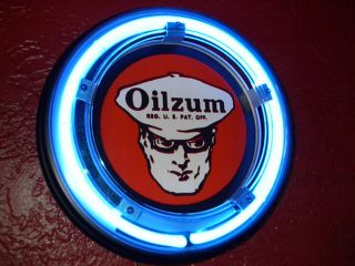 Oilzum Oil Gas Service Station Garage Man Cave Advertising Neon Sign