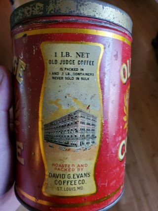 Old Judge Brand 1lb Canister Coffee Tin