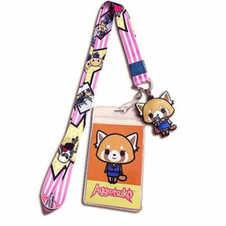 Aggretsuko Red Panda Office Life Lanyard Id Badge Holder With Charm