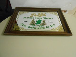 Vintage Paddy Blended Irish Whiskey Bar Mirror 21 X 15 Inches