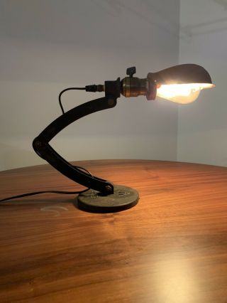 Vintage Medical Task Lamp Industrial 1940’s Desk Light Hubbell Shade Lab