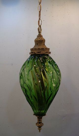 Vintage Mid Century Modern Green Hanging Swag Lamp Ceiling Light Retro 1960 ' s 2