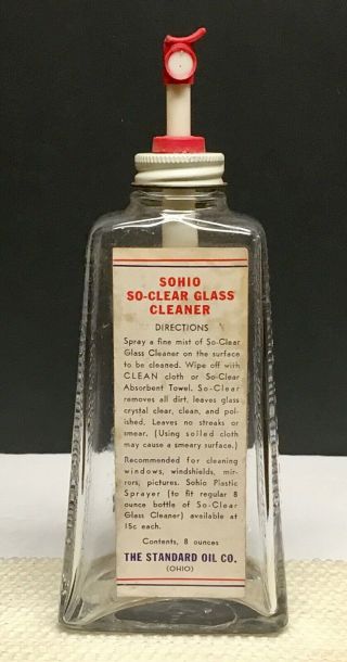Tiffin Ohio Sohio Standard Oil Co Bottle So - Clear Glass Cleaner Pop Weisheit Sta