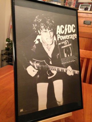 Big 11x17 Framed & Rare Ac/dc Acdc " Powerage " Lp Album Cd Promo Ad