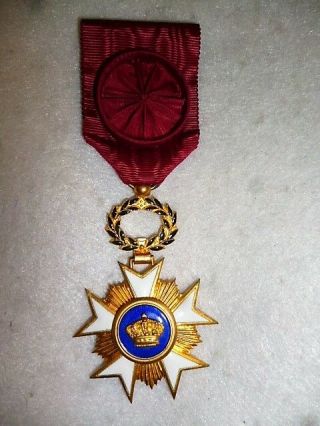 Belgium - Order Of The Crown Officer’s Breast Badge Medal With Rosette