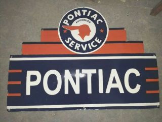 Porcelain Pontiac Service Enamel Sign Size 36 " X 26 " Inches