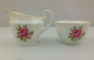 Vintage Royal Adderley Fine Bone China Rose Floral Cream And Sugar Set
