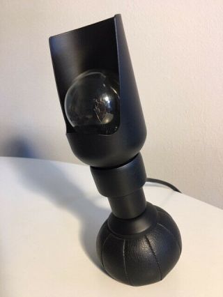 Vintage Black Table Lamp By Gino Sarfatti Arteluce Model 600p Weighted Leather