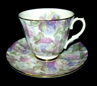 Vintage Royal Patrician Cup & Saucer - Fine English Bone China - Lilac Flowers